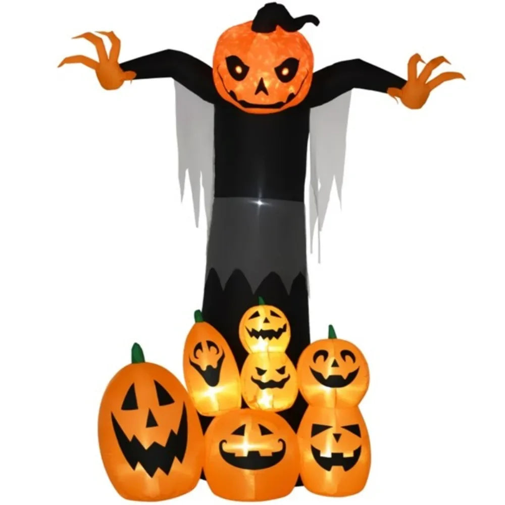 Inflatable Pumpkin Ghost in Pumpkin Patch Halloween Decoration for Festive Displays