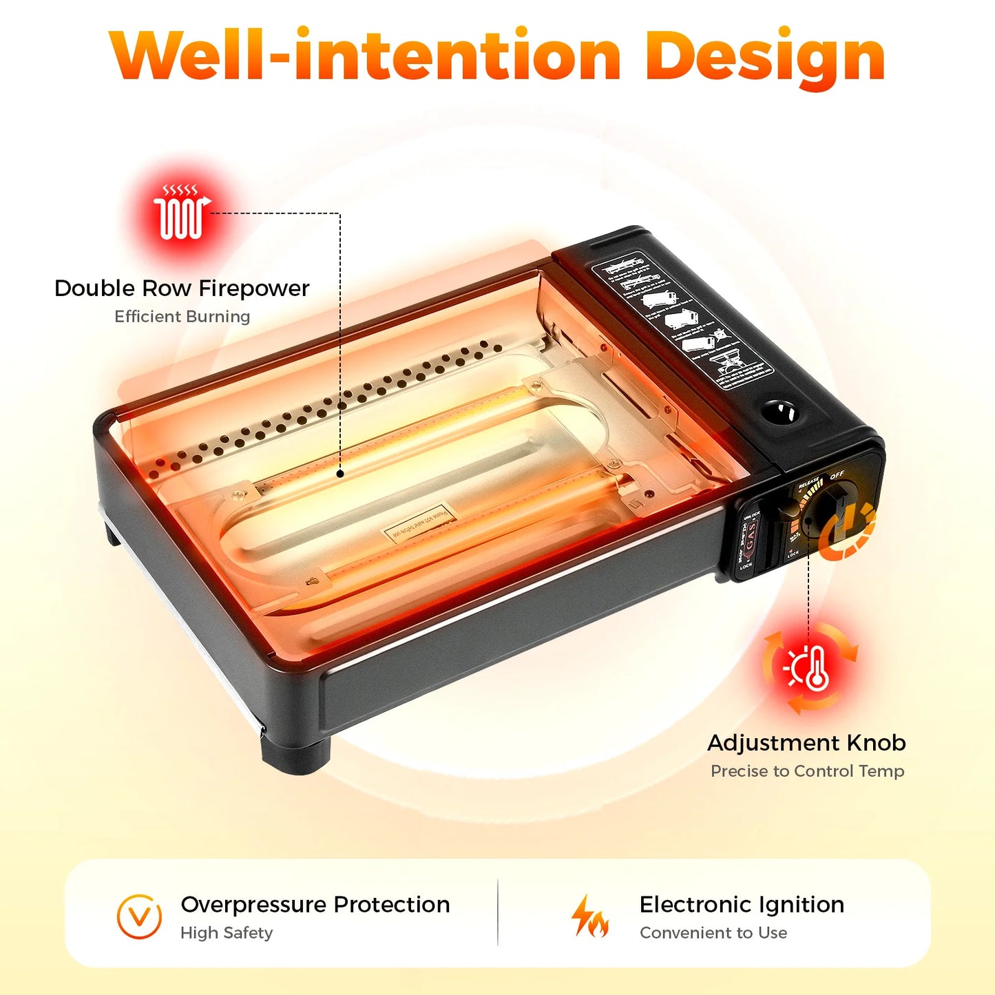 Portable Camping Grill Gas Stove Butane Gas Stove For Camping Traveling Trekking 41.5x28x11cm