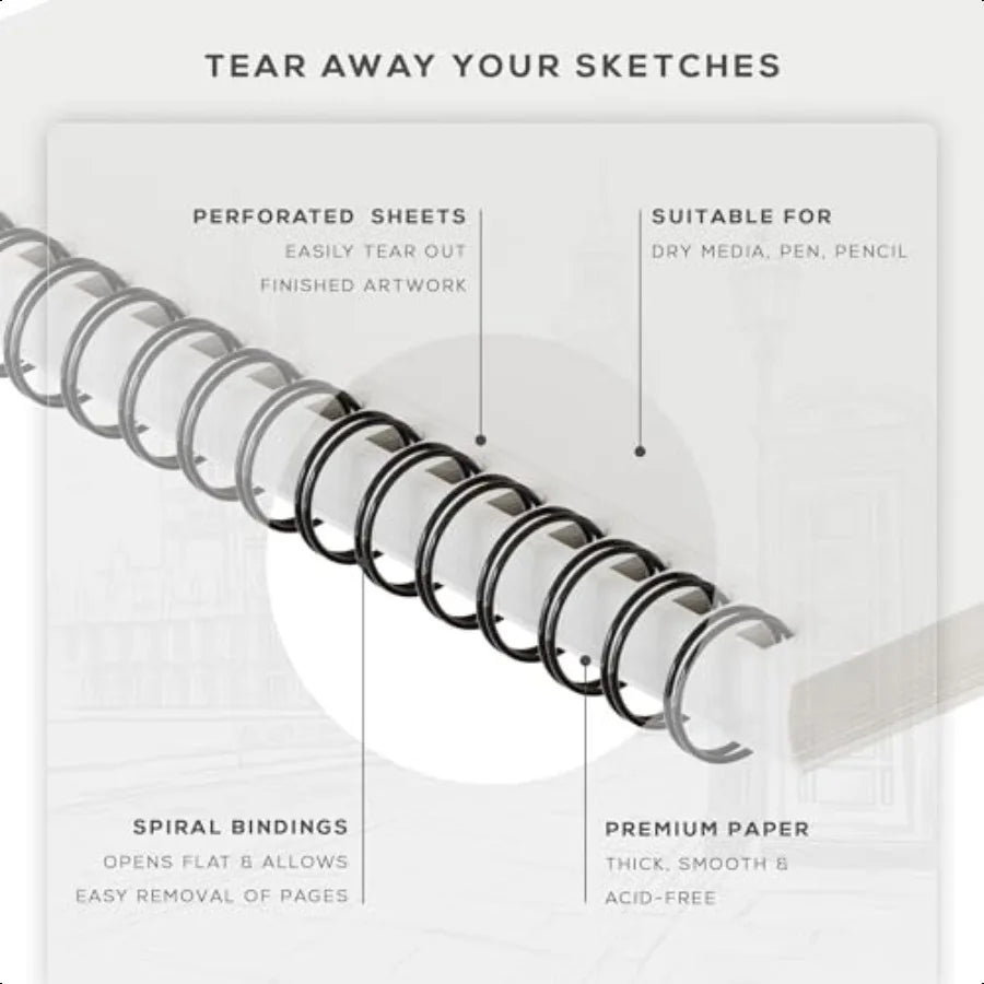9x12 Spiral Sketchbook 140 GSM AcidFree Paper 100 Perforated Pages A4 Art Sketch Pad for Drawing Sketching Artists Adults