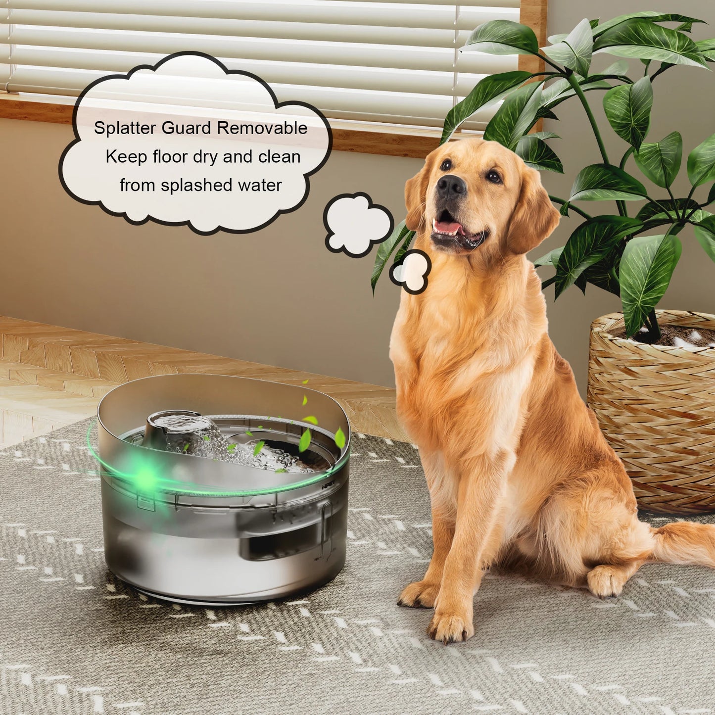 NPET 1.4gal Large Automatic Dog Water Fountain With Splatter Guard 3 Layer Filtration Suitable For Dogs Cats And Multiple Pets