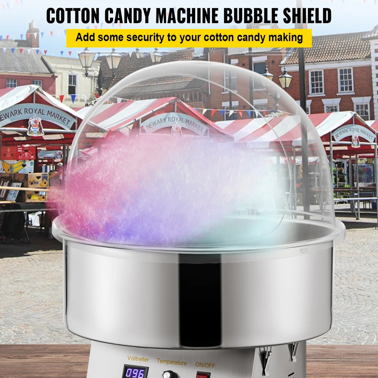 SucceBuy 21" Commercial Cotton Candy Machine Cover Clear Floss Sugar Maker Bubble Shield Dome Children Party Holiday Celebration