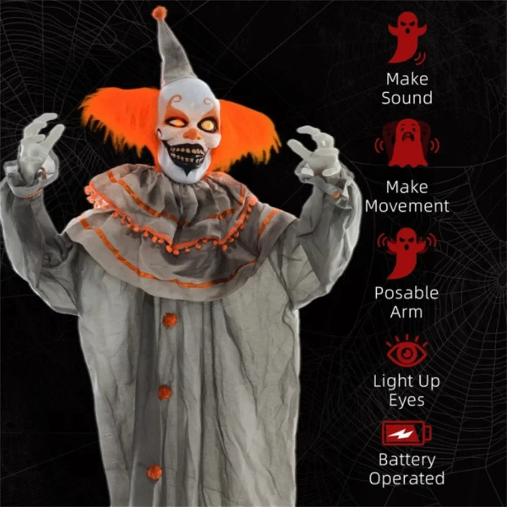 Halloween Decoration Classic Clown with Bendable Arms Orange Hair