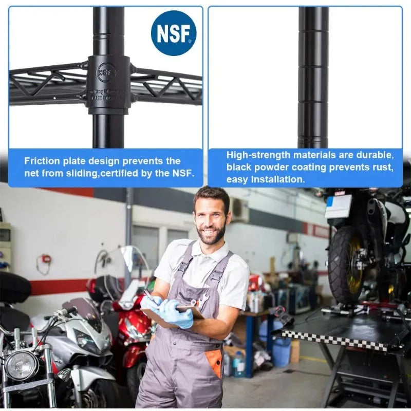 BestOffice 5 Tier Wire Shelving Unit 1250 Pound Capacity Black