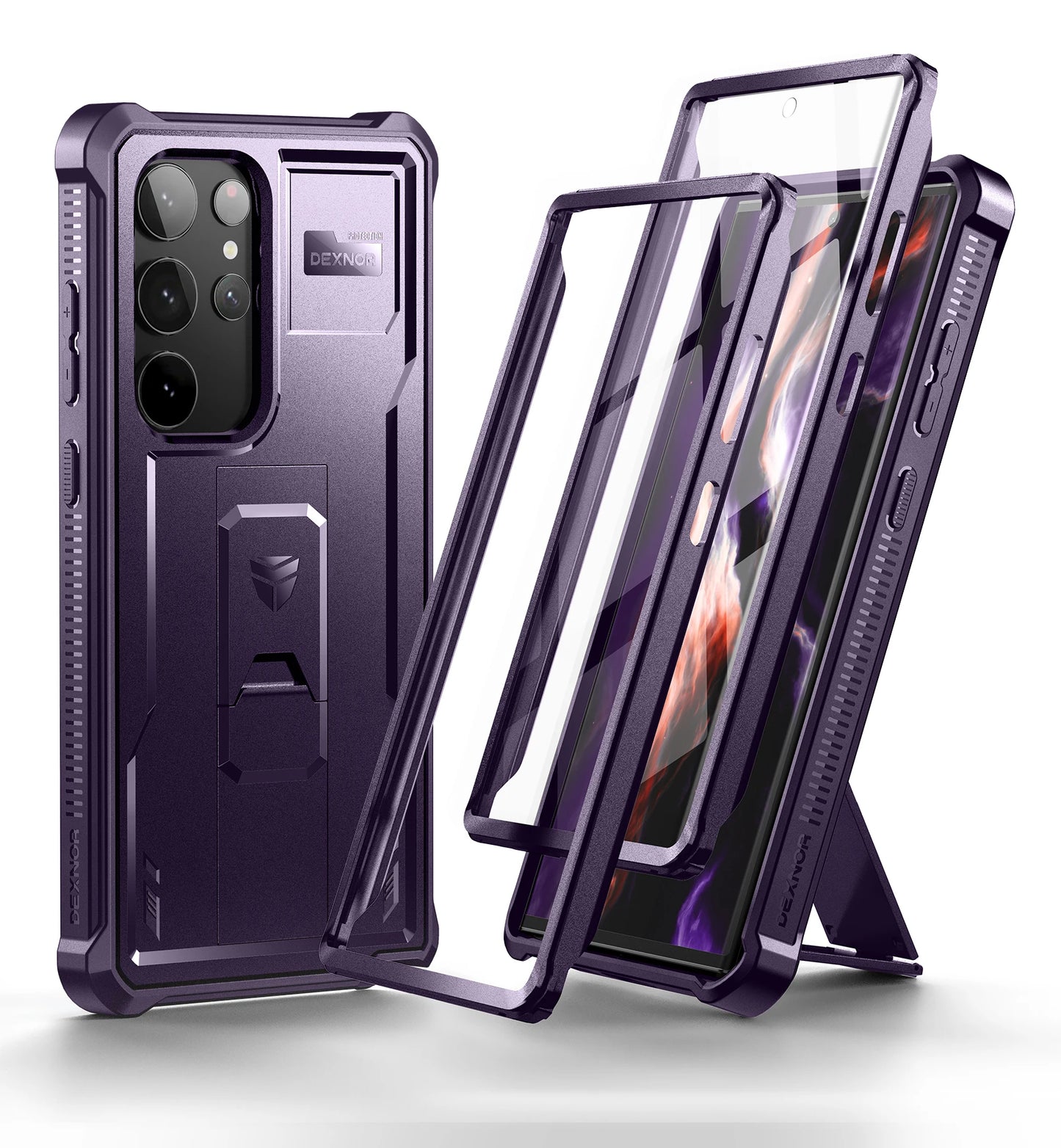 Dexnor for Samsung Galaxy S23 Ultra Case Full Body Heavy Duty Military Grade Protection with Built-in Screen Protector and Kickstand