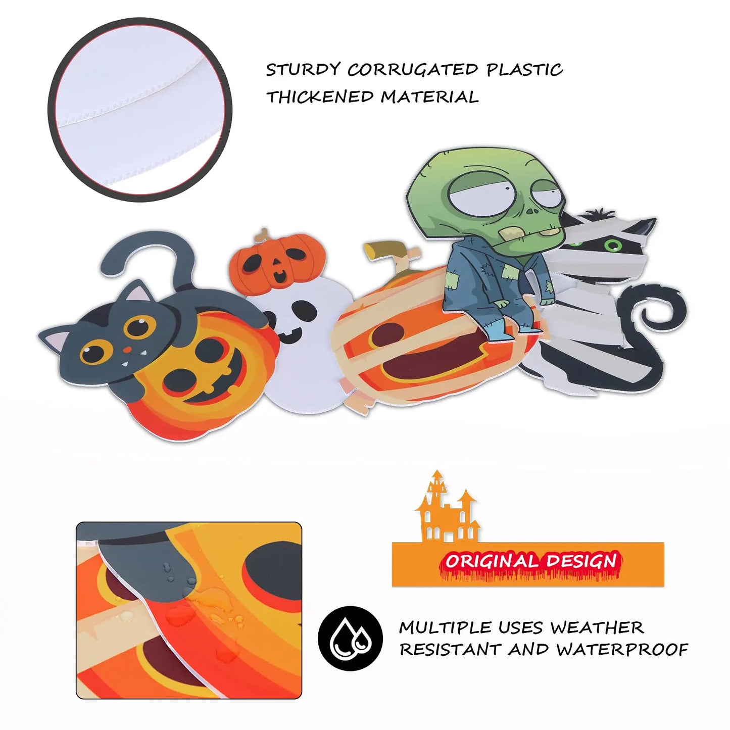 Halloween Yard Signs 8 Pack Pumpkin Skeleton Ghost Decor Outdoor Lawn Garden Stake Decorations