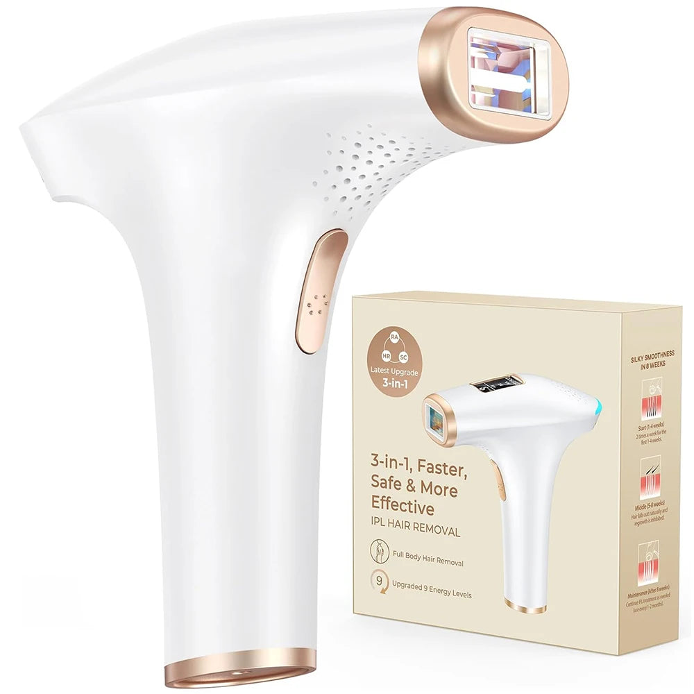 IPL Devices Hair Removal Laser Pro 21J Painless Permanent Epilator with 9 Energy Levels and Body Hair Trimmer