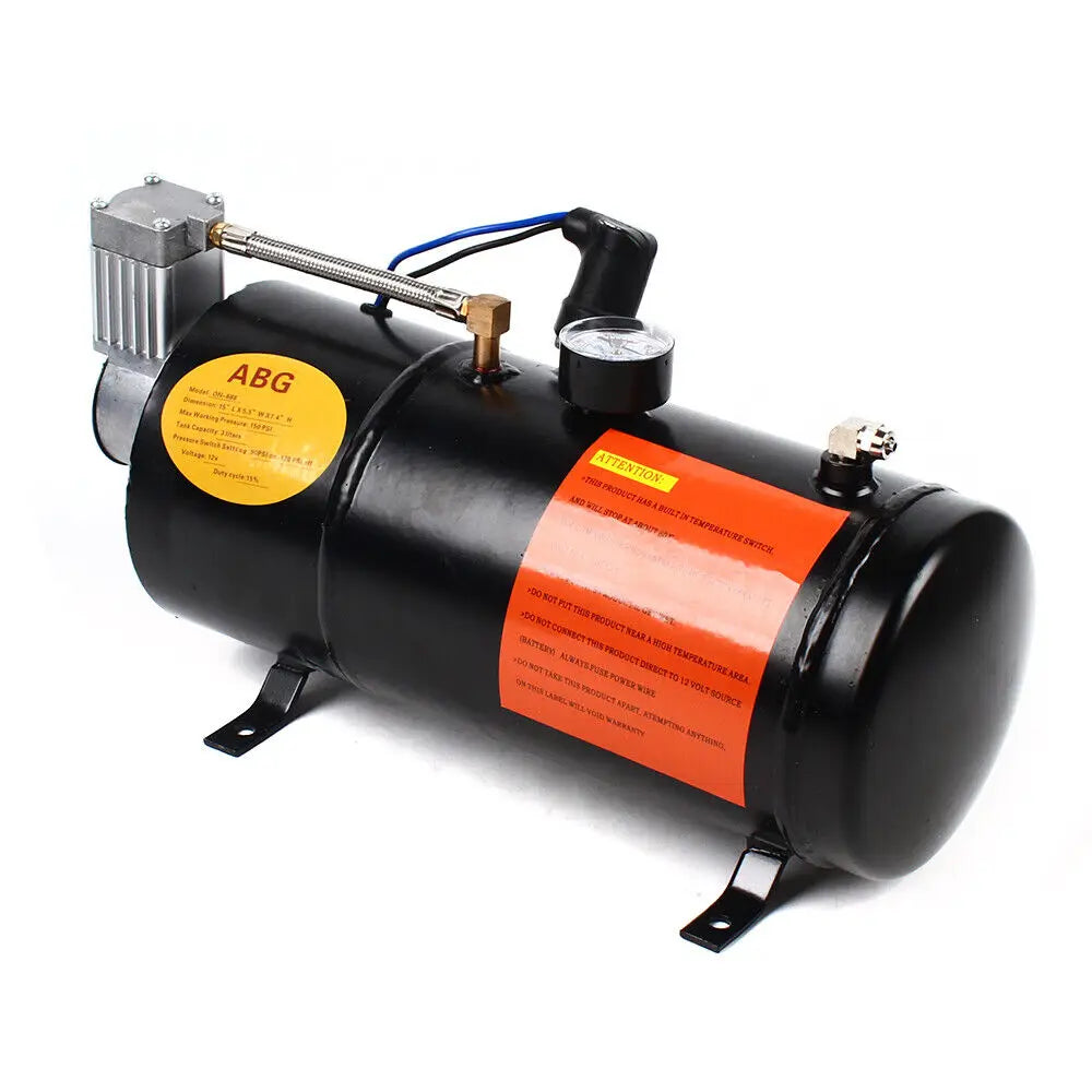 4 Trumpet Air Horn 150 PSI Air Compressor Tubing 12V 150dB Train Kit for Truck and Boat