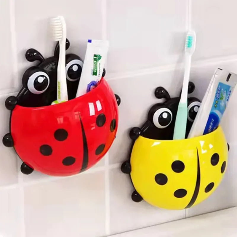 1pc Cute Suction Cup Toothbrush Holder Creative Seven Star Ladybug Pen Holders Children Bathroom Accessories