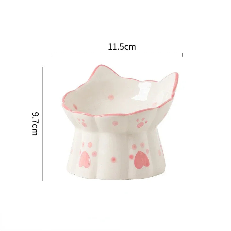 Ceramic Elevated Dog and Cat Bowl Set for Feeding Drinking and Snacks - Small Pet Accessories