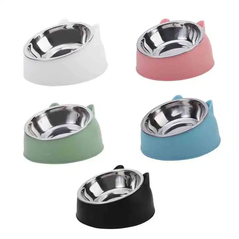 100ML Cat Dog Bowl 15 Degrees Raised Non Slip Puppy Base Food and Water Feeder Tilt Safeguard Neck Accessories