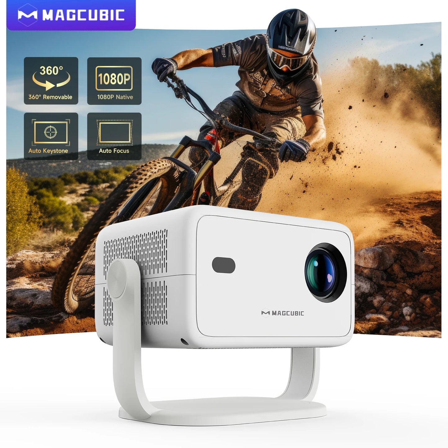 Magcubic 650 ANSI L018 4K Projector Native 1080P Home Cinema Auto Focus Keystone Android 11 WiFi 6 Portable Projector for Outdoor Use