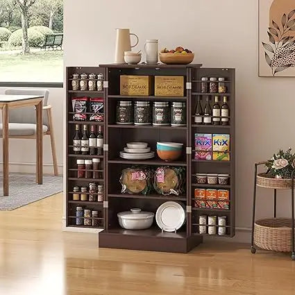 47 Inch Kitchen Pantry Cabinet Modern Storage Cabinet with Adjustable Shelves and Buffet Design