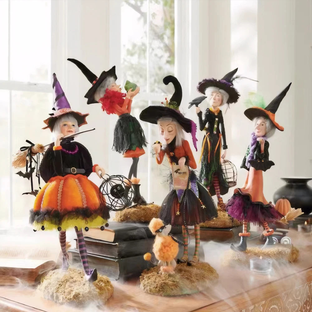 Halloween Witch Statue Resin Creative Desktop Ornament Home Decoration Sculpture for Living Room Bedroom