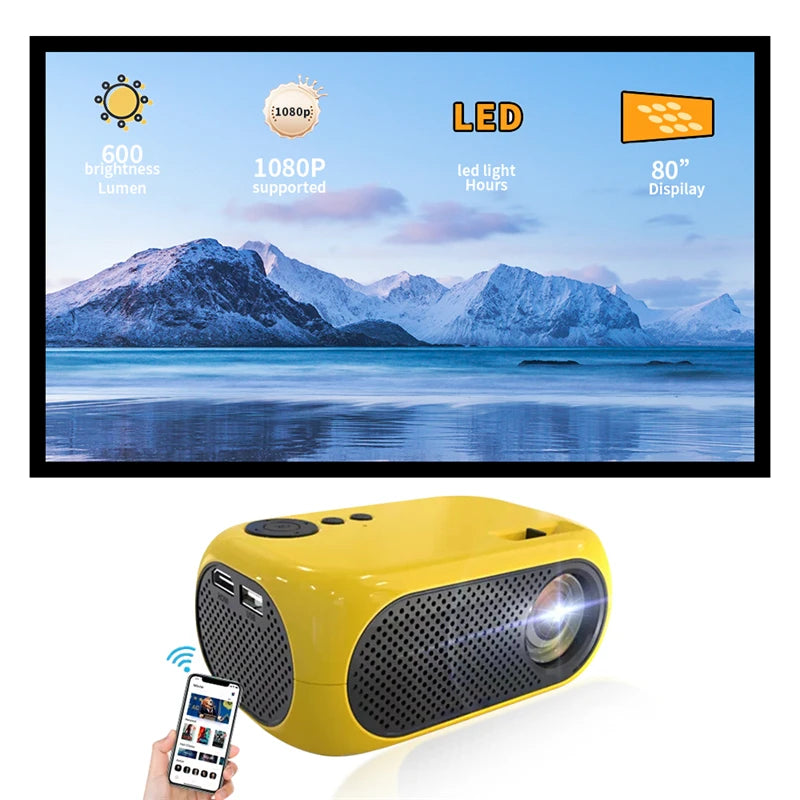 Full HD Portable Mini Projector 480 360P USB HDMI Supports 1080P Halloween Gift Home Theater Outdoor LED Mini Projector