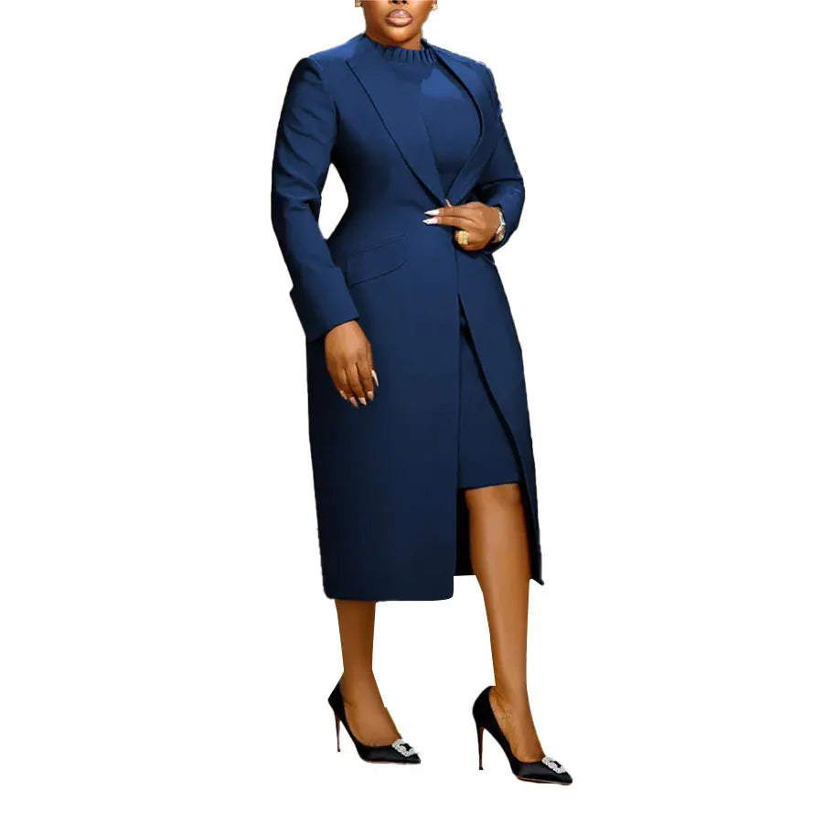 XTOCEAN Women's Set Full Sleeve Long Blazer Coat+ Long Dress Suit Winter Streetwear Two 2 Piece Set Africa OL Work Outfits