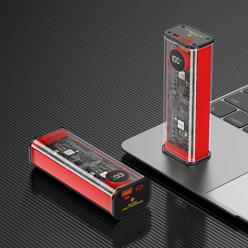 22.5W Transparent Power Bank 20000mAh Quick Charger PD20W Fast Charge Spare Battery Portable for Xiaomi iPhone Samsung Laptop