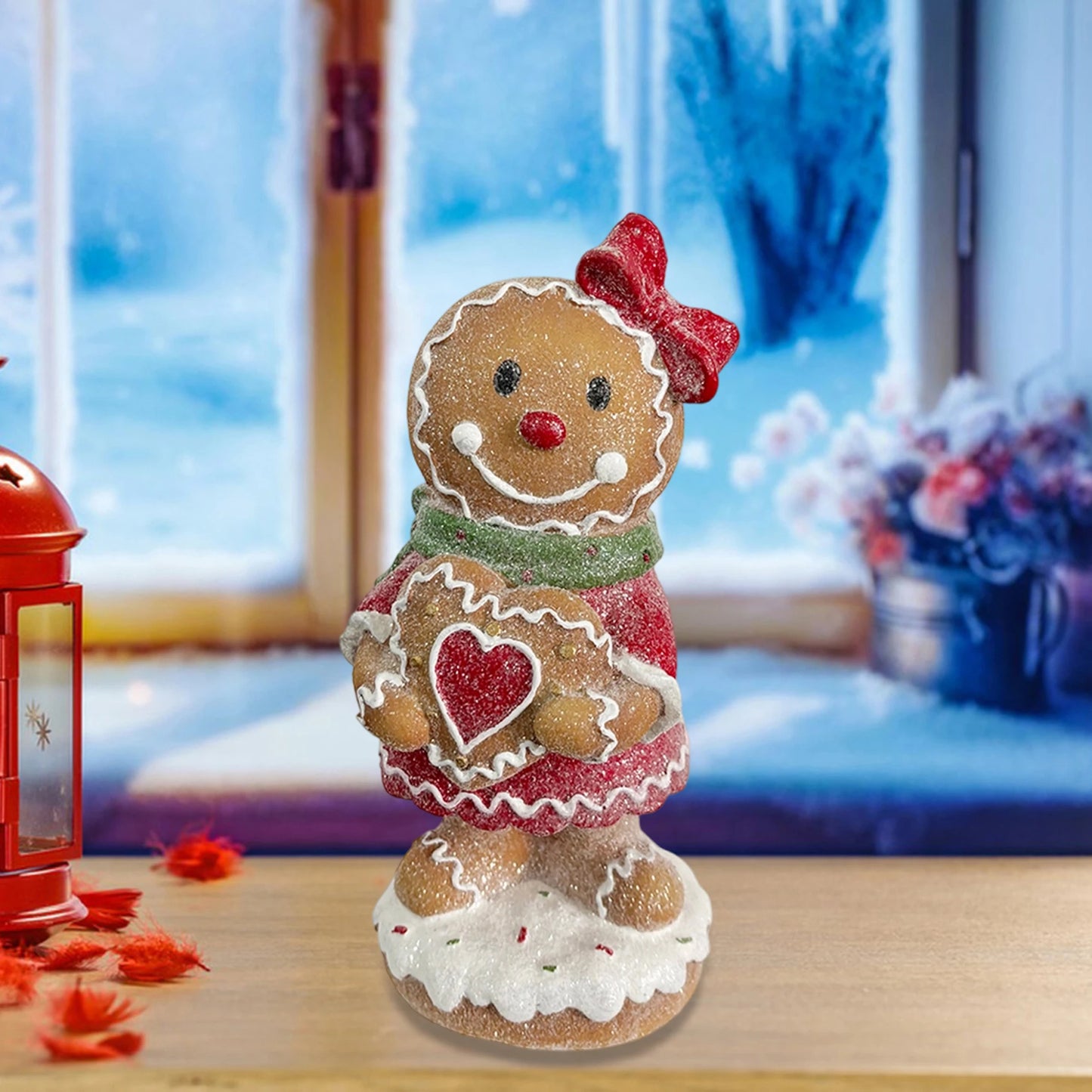 Festive Santa Claus Figurine Adorable Snowman Statue Tabletop Decoration for Rustic Cabin Christmas Party Home Décor