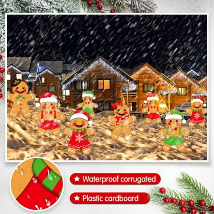 10 Pcs Christmas Yard Signs Decor with LED Lights for Outdoor Garden Lawn Pathway Decoration During Holiday Season Featuring Fe