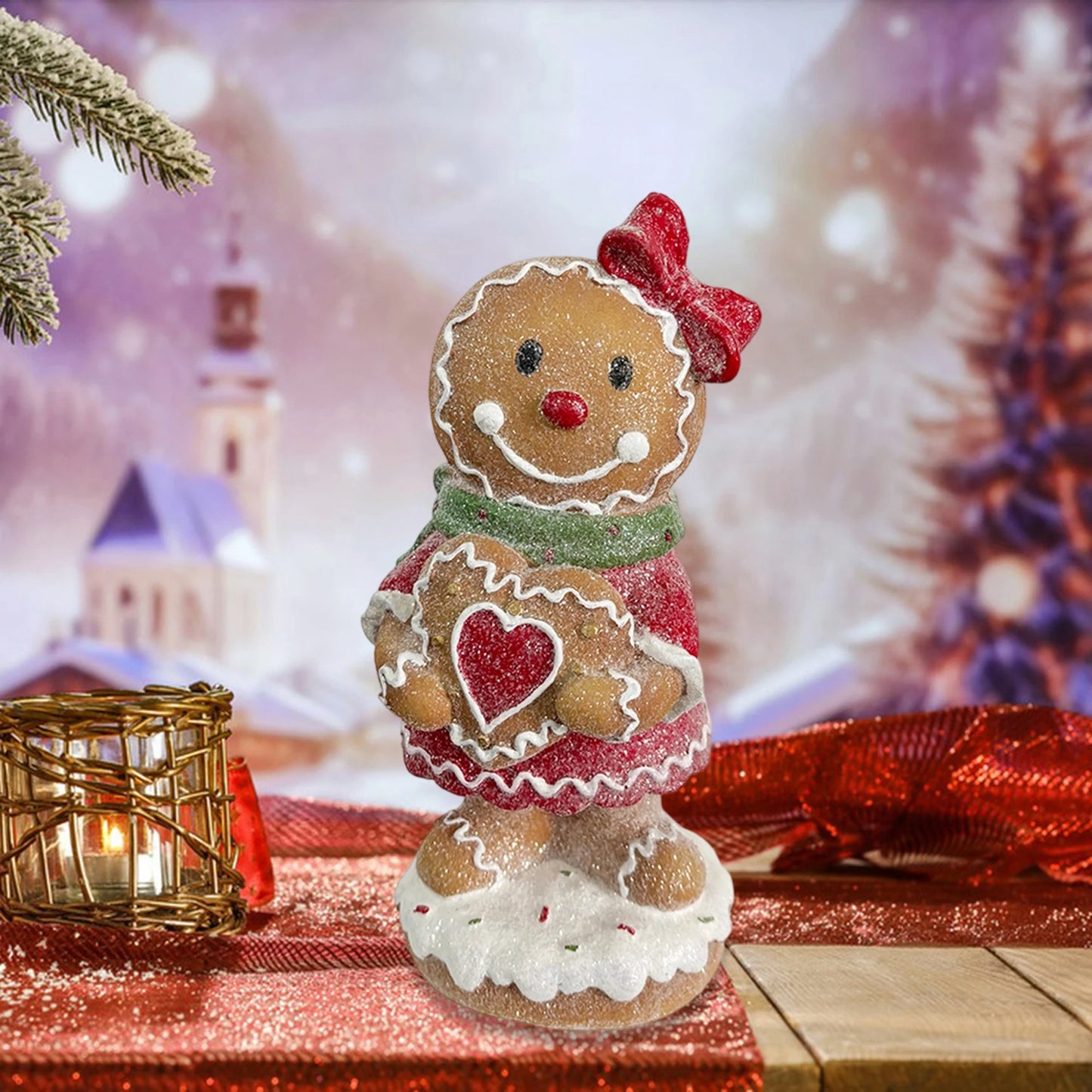 Festive Santa Claus Figurine Adorable Snowman Statue Tabletop Decoration for Rustic Cabin Christmas Party Home Décor