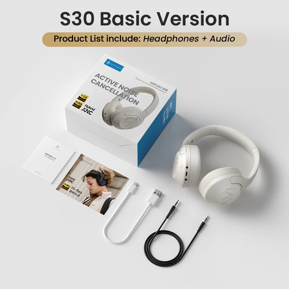 Haylou S30 Wireless Bluetooth 5.4 Headphones with 43dB Adaptive Noise Cancelling and 80H Playtime