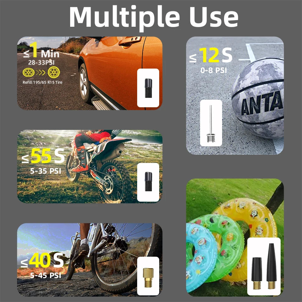 E-ACE Portable Air Conditioner 150PSI Air Pump Car Tyre Inflator Wireless Auto Compressor 8000mAh Air Injector For Bicycle And Ball
