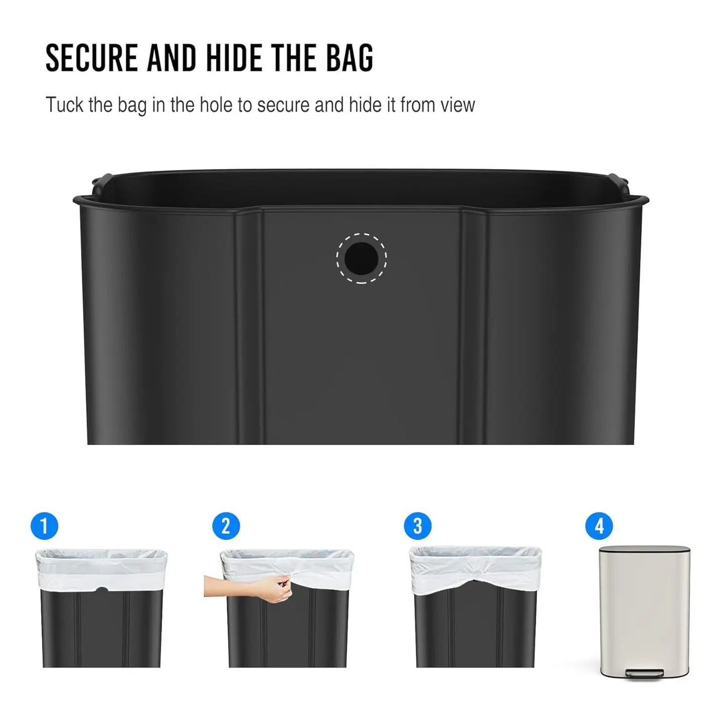 13 Gallon Stainless Steel Foot Pedal Trash Can Soft Close Quiet Lid Thickened Oval Body 30 Bags Kitchen Home Office, Custom