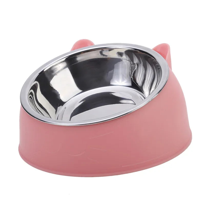 100ML Cat Dog Bowl 15 Degrees Raised Non Slip Puppy Base Food and Water Feeder Tilt Safeguard Neck Accessories