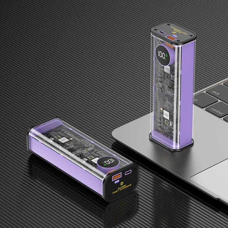 22.5W Transparent Power Bank 20000mAh Quick Charger PD20W Fast Charge Spare Battery Portable for Xiaomi iPhone Samsung Laptop