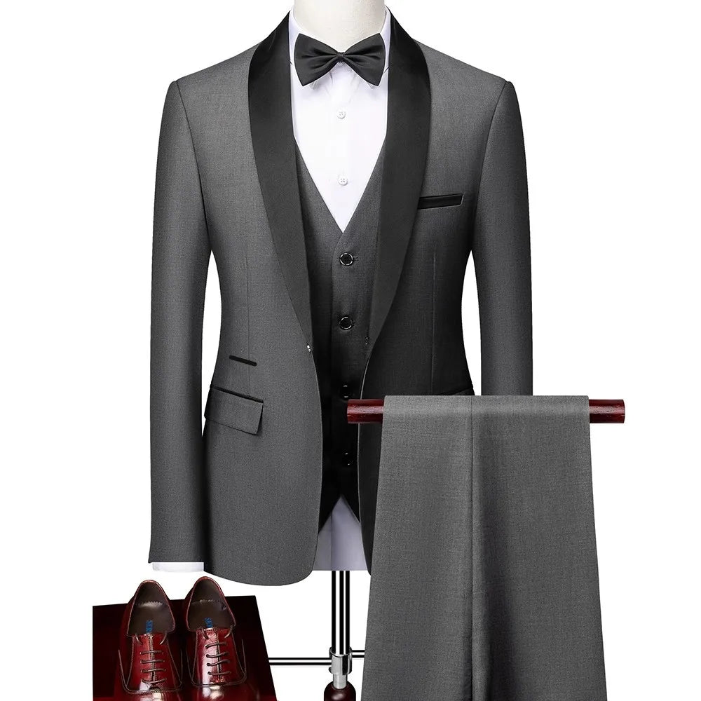 Men's Suits 2/3pcs Mens Business Suit Notch Lapel Blazer Formal Wedding Groom Pants Tux Vest Tuxedos (Blazer+vest+Pants)
