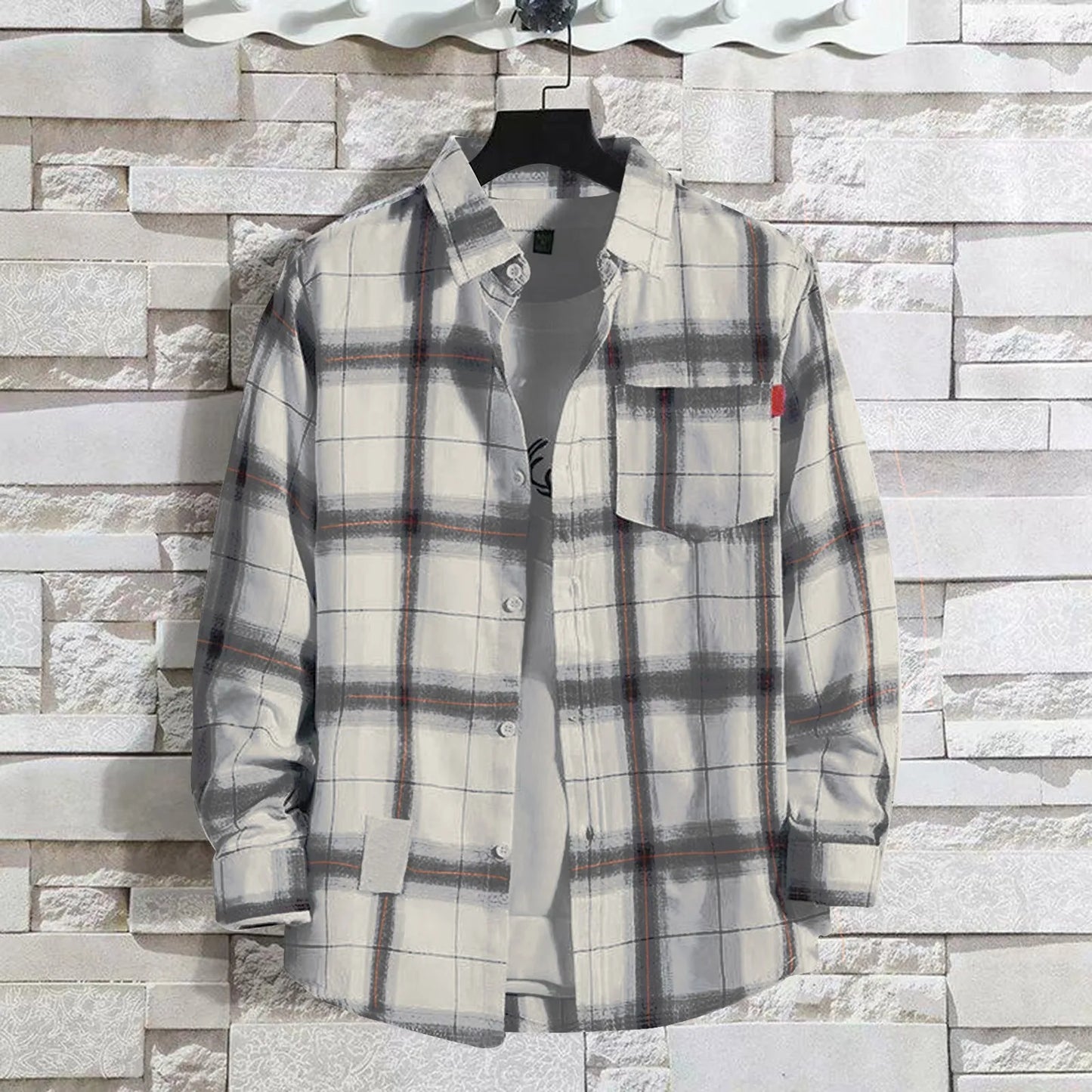 Harajuku Style Yellow Plaid Shirt For Men And Women Casual Loose Fit Long Sleeve British Fashion Trendy Couple Clothing
