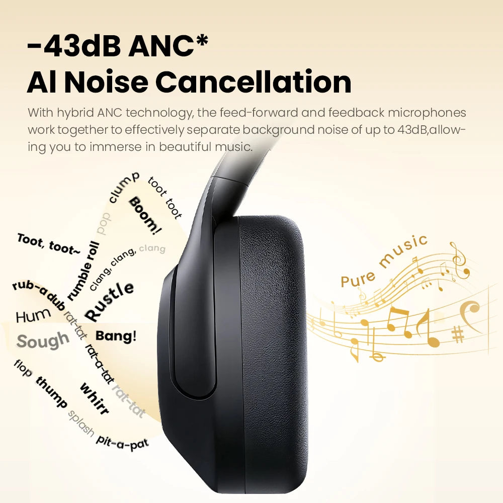 Haylou S30 Wireless Bluetooth 5.4 Headphones with 43dB Adaptive Noise Cancelling and 80H Playtime