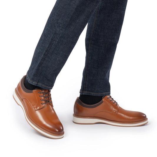 Men's oxford business shoes with round toe, wear-resistant rubber sole. Lightweight, fit, and elegant all day.