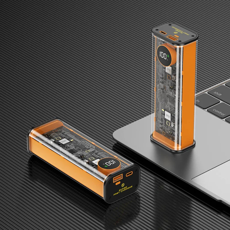 22.5W Transparent Power Bank 20000mAh Quick Charger PD20W Fast Charge Spare Battery Portable for Xiaomi iPhone Samsung Laptop