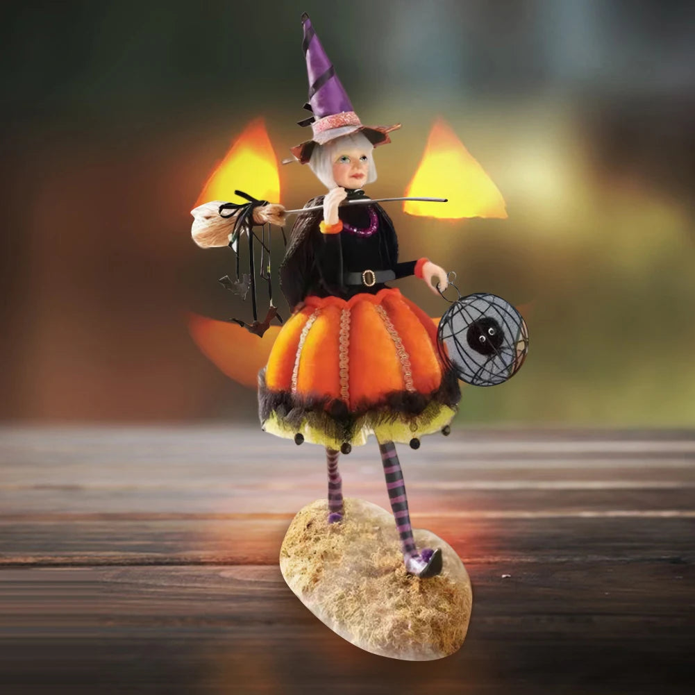 Halloween Witch Statue Resin Creative Desktop Ornament for Home Living Room and Bedroom Decoration