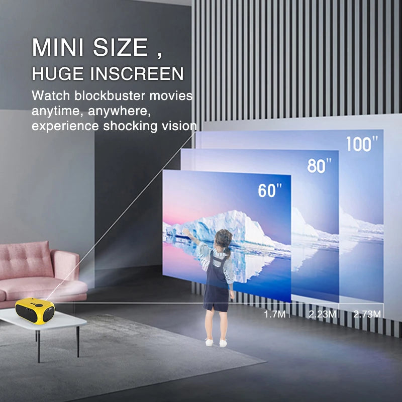 Full HD Portable Mini Projector 480 360P USB HDMI Supports 1080P Halloween Gift Home Theater Outdoor LED Mini Projector