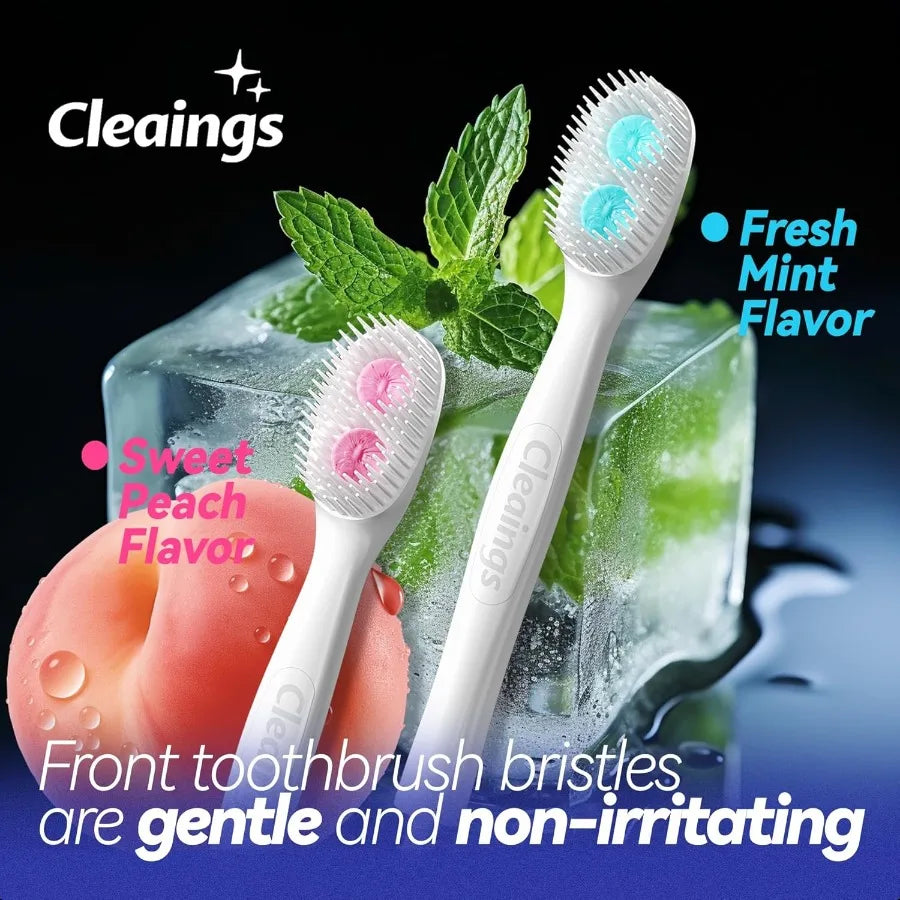 Cleaings Disposable Toothbrushes with Double Cleaning Beads Toothpaste and Clean Floss Picks for Work or Travel 20 Pieces Mixed Flavor