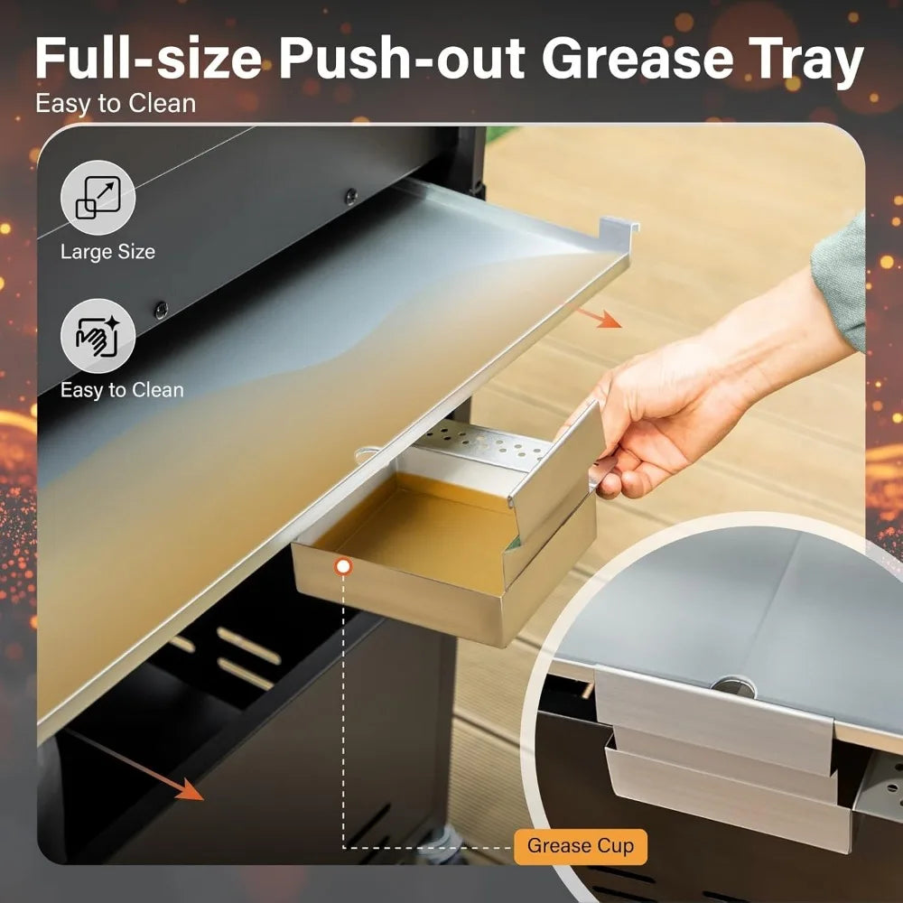 Sophia and William 4 Burner Propane Gas Grill Stainless Steel BBQ Grill with Side Burner and Porcelain Enameled Cast Iron Grates 42