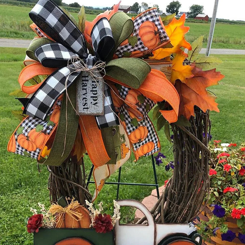 Farmhouse Pumpkin Cart Wreath Halloween Pumpkin Truck Wreath for Thanksgiving Decoration