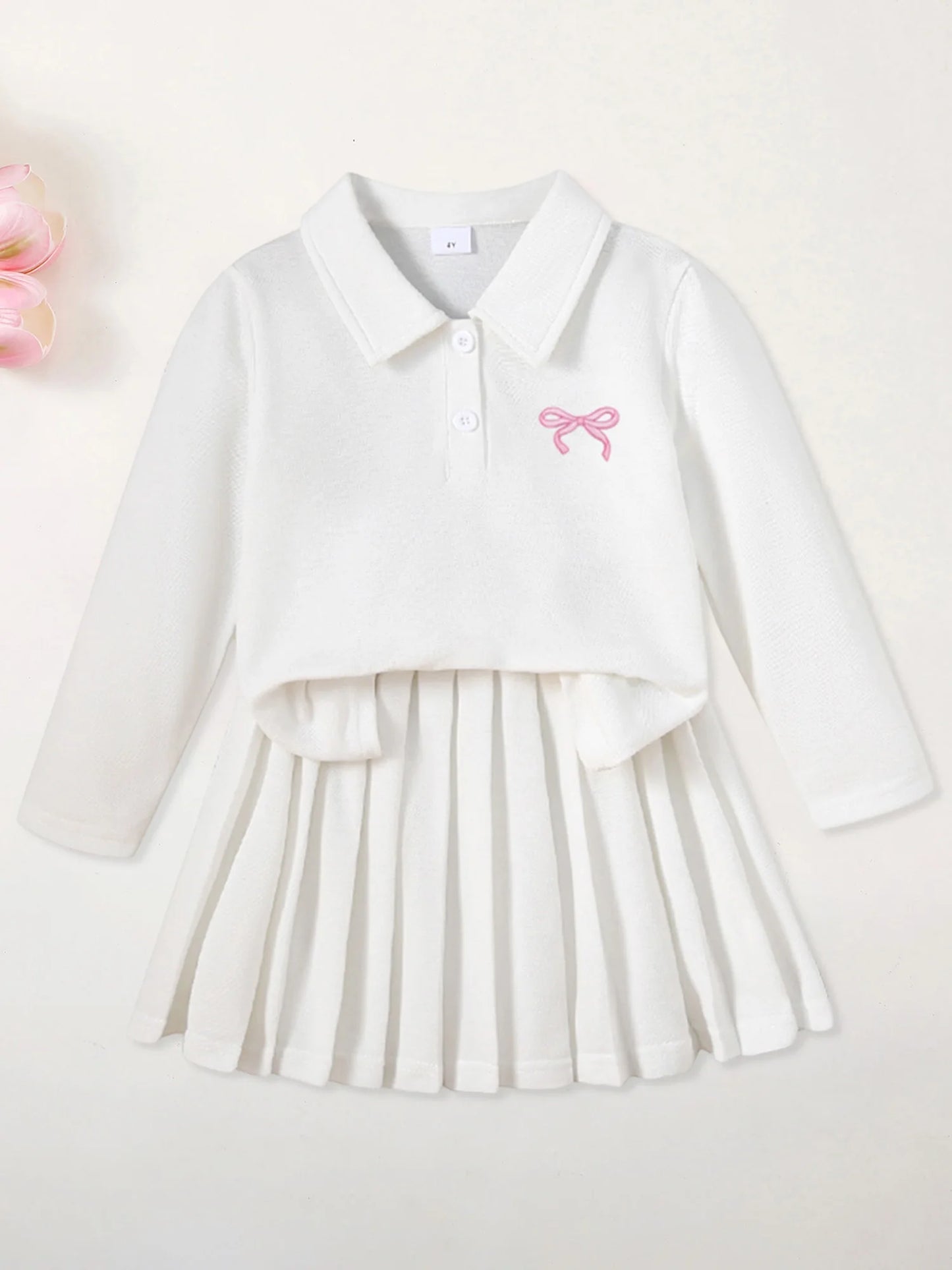 Cute Baby Girl Autumn Ensemble Floral Print Ruffle Sleeve Top with Corduroy Overall Dress 2-Piece Set