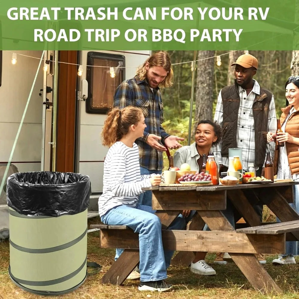 45 Gallon Collapsible Garden Bag Hard Bottom Waterproof Yard Waste Trash Can for Leaves Weeds Party Camping