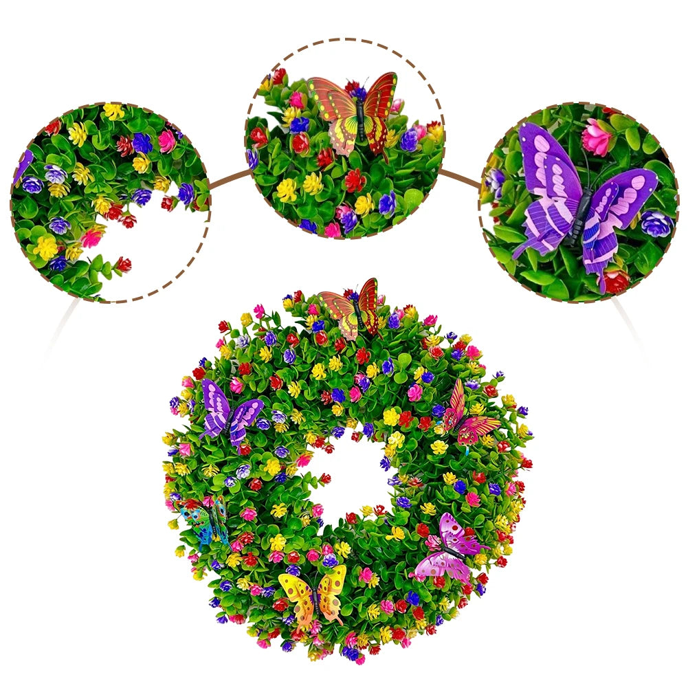 Artificial Eucalyptus Wreath Plastic Floral Wreath Eucalyptus Leave Wreath for All Season Welcome Sign Farmhouse Home Decor