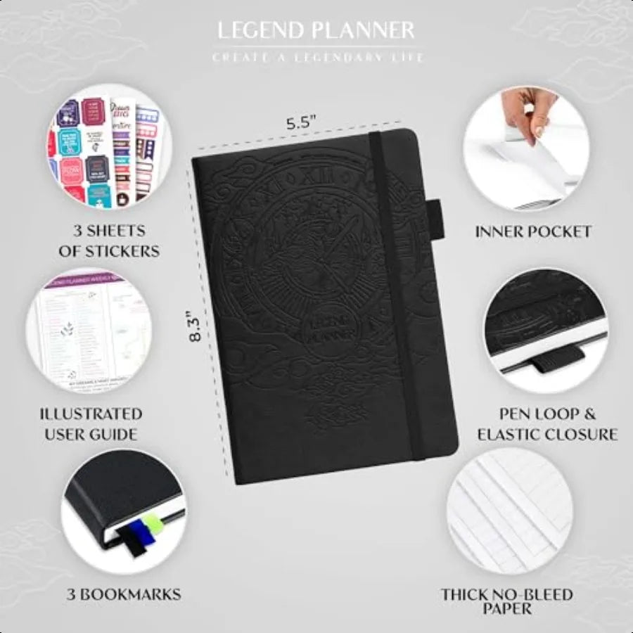 Weekly Monthly Life Planner to Hit Your Goals Live Happier. Organizer Notebook Productivity Journal. A5 Black
