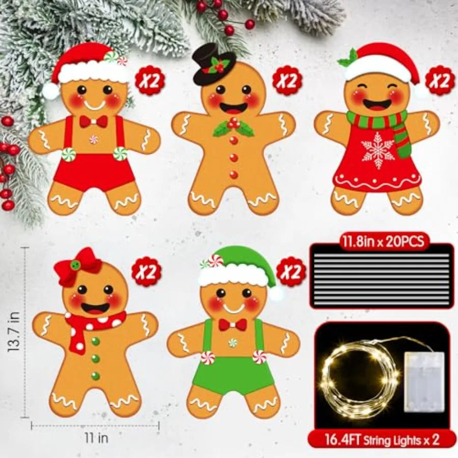 10 Pcs Christmas Yard Signs Decor with LED Lights for Outdoor Garden Lawn Pathway Decoration During Holiday Season Featuring Fe