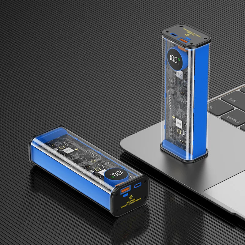 22.5W Transparent Power Bank 20000mAh Quick Charger PD20W Fast Charge Spare Battery Portable for Xiaomi iPhone Samsung Laptop