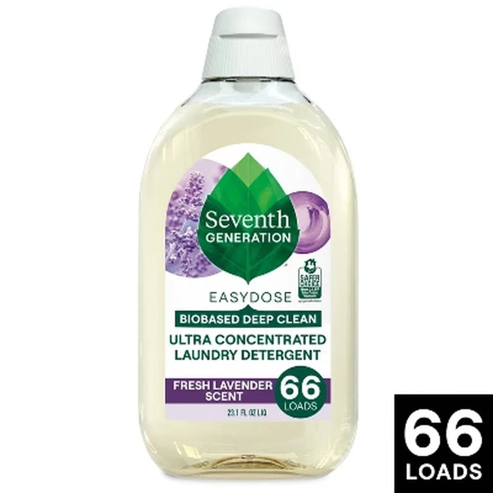 Concentrated Laundry Detergent 66 Loads Lavender Scent Essential Oils Eco-Friendly 100% Recycled Bottle Advanced Stain Fighting