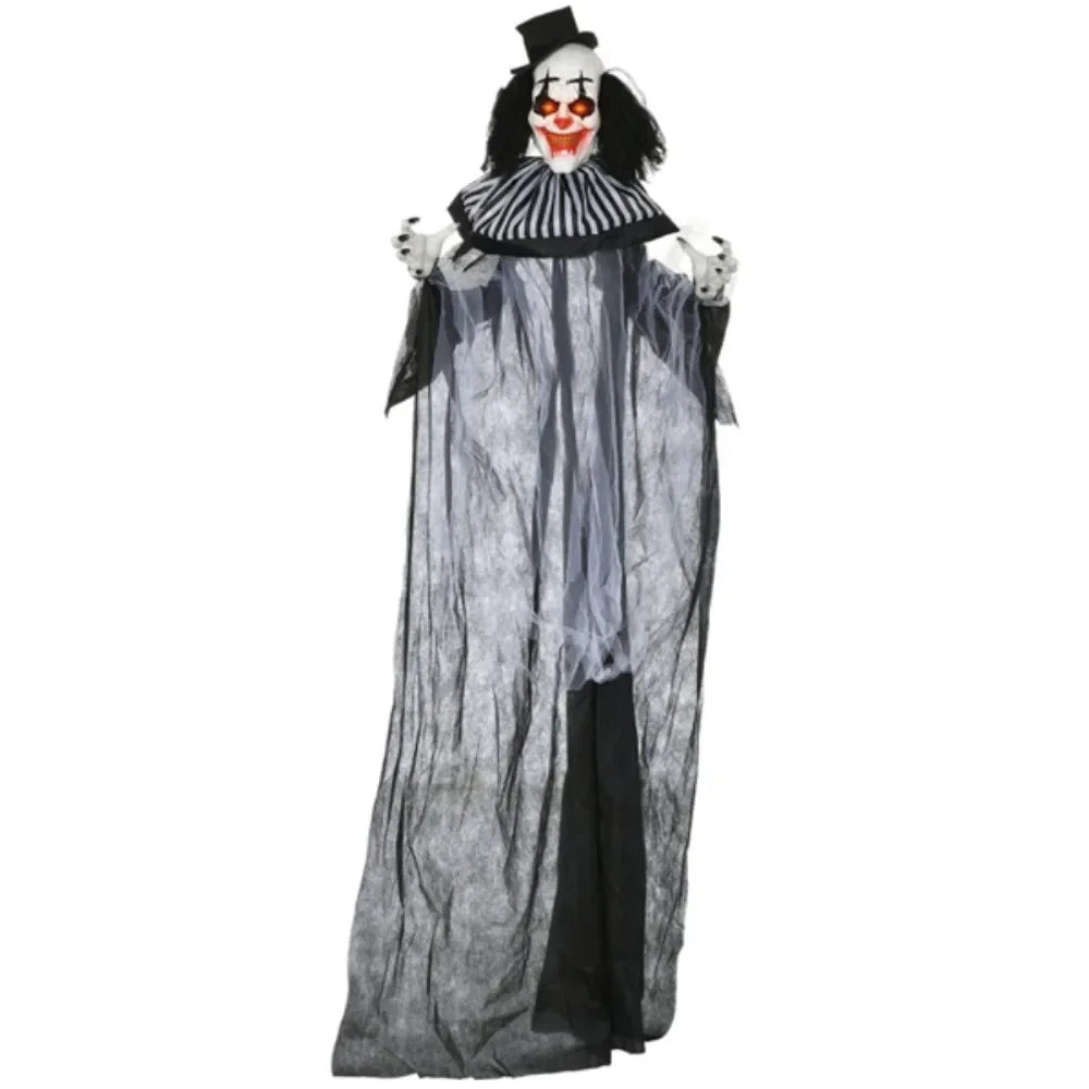 Halloween Decoration Classic Black and White Striped Clown with Bendable Arms