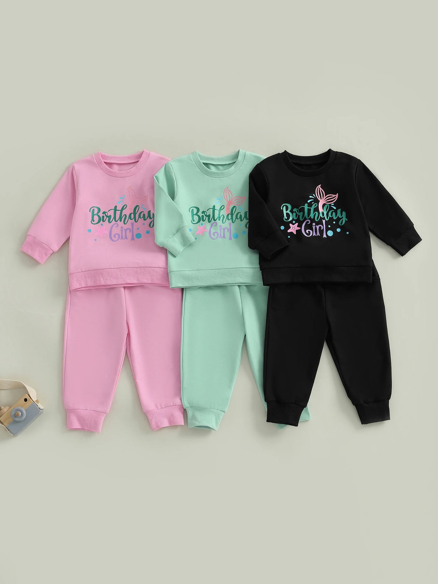 Stylish Toddler Girls 2Pcs Outfit Adorable Long Sleeve Top with Letter Pattern and Matching Solid Color Pants Perfect for