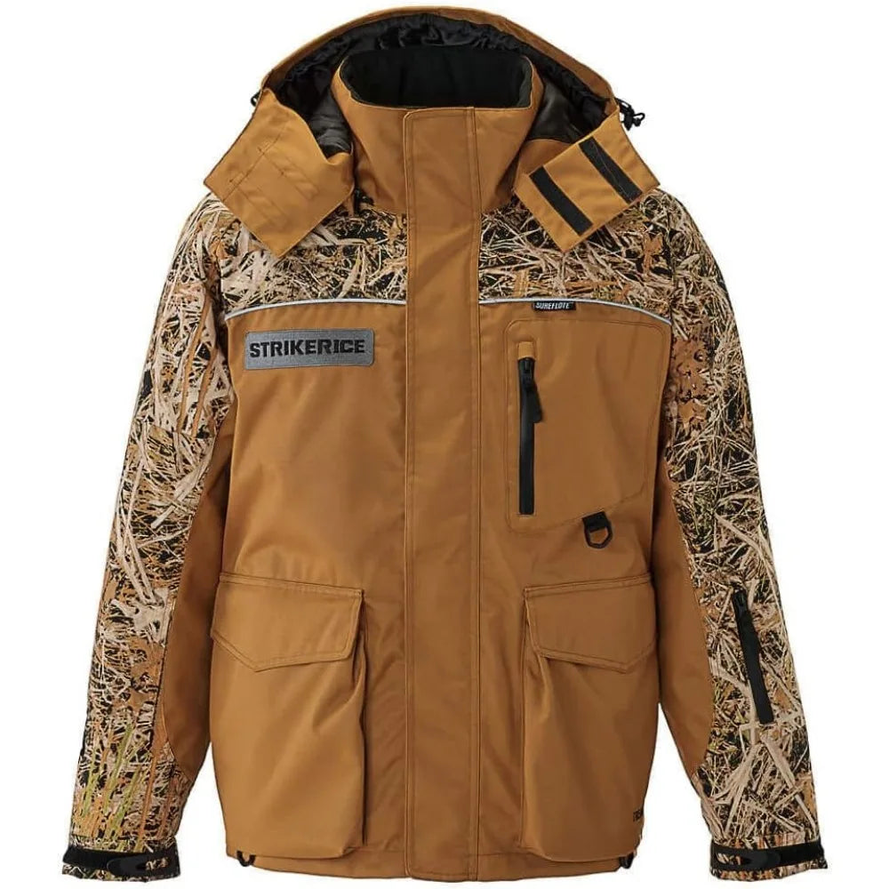 Men's Cold Weather Durable Windproof Water-Resistant Breathable Outdoor Fishing Trekker Jacket with Removable Hood