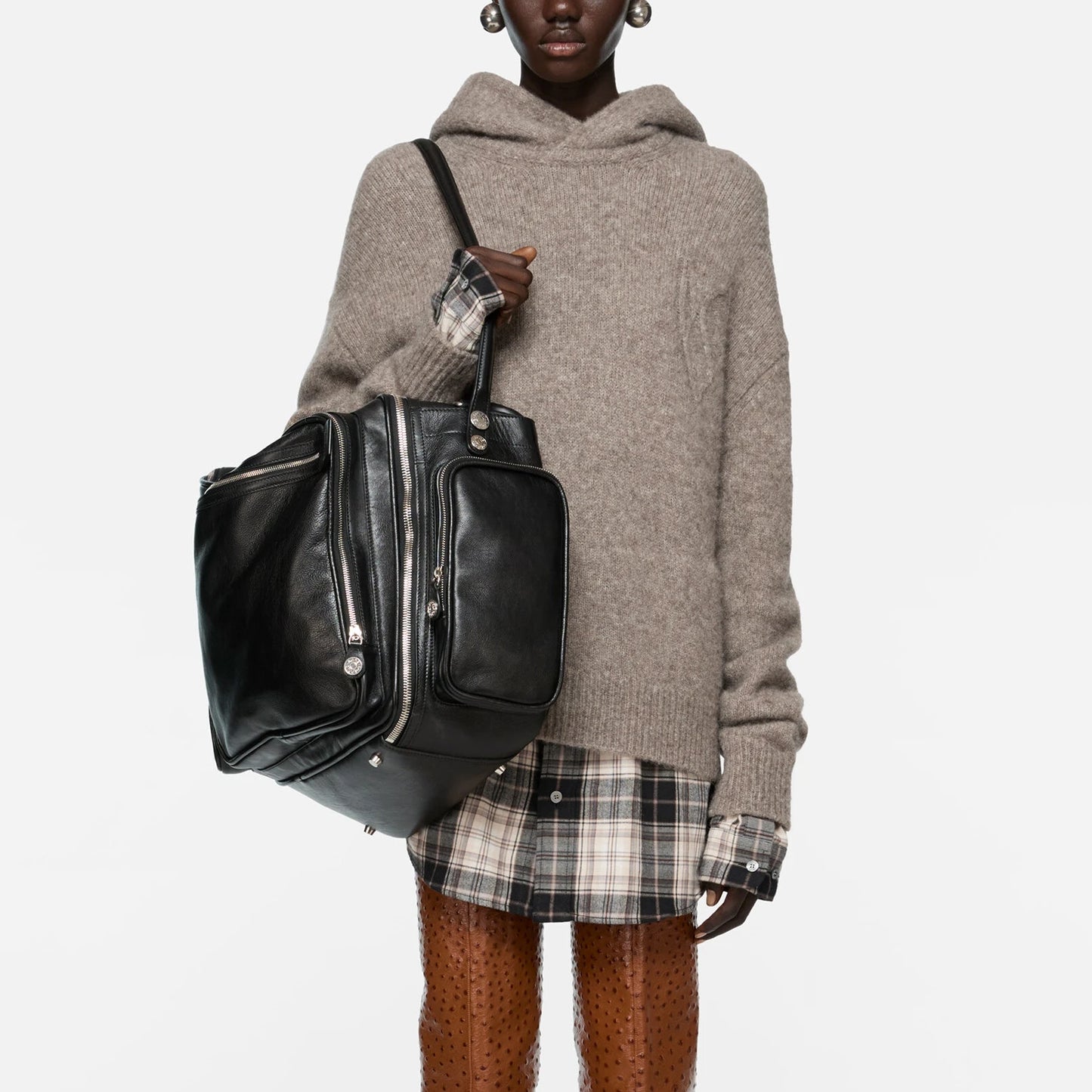 ac studios 2025 Autumn Winter knit Hoodie Sweater For Woman Knitwear Loose Splice False Two piece Pullover Coat Jacket Clothes