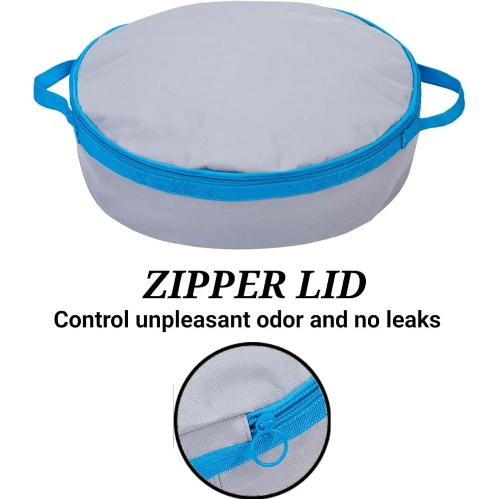 Portable Litter Box with Zipper Lid Lightweight Travel Cat Bathroom Easy Clean Collapsible Sturdy Waterproof Convenient Pet Accessory